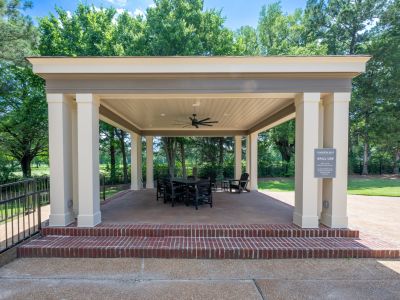 outdoor gazebo with furniture inside