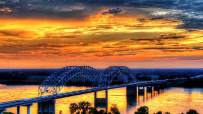 Sunset over memphis tennessee from the bass pro observertory billy morris