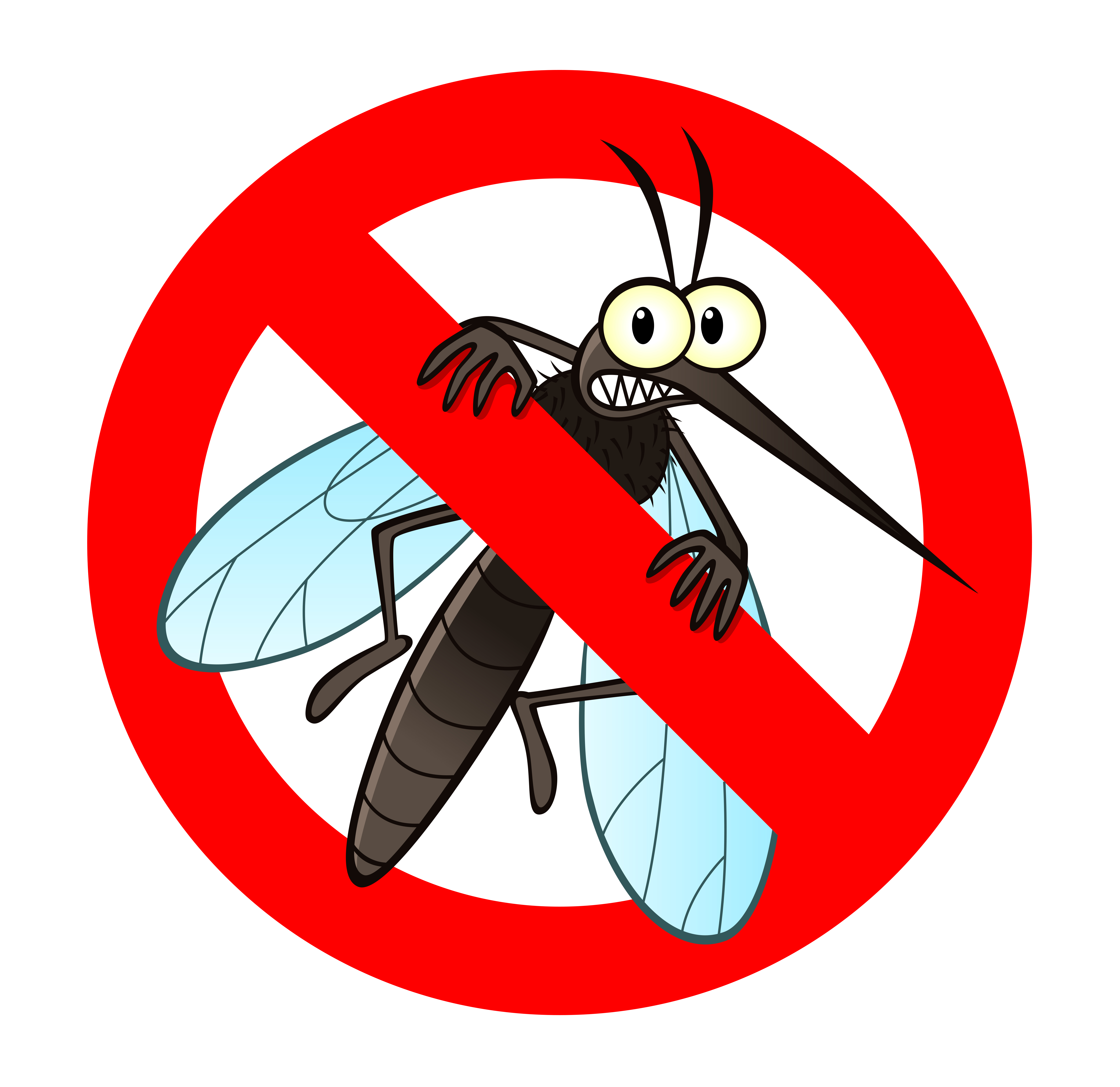 Anti mosquito sign with a funny cartoon mosquito.