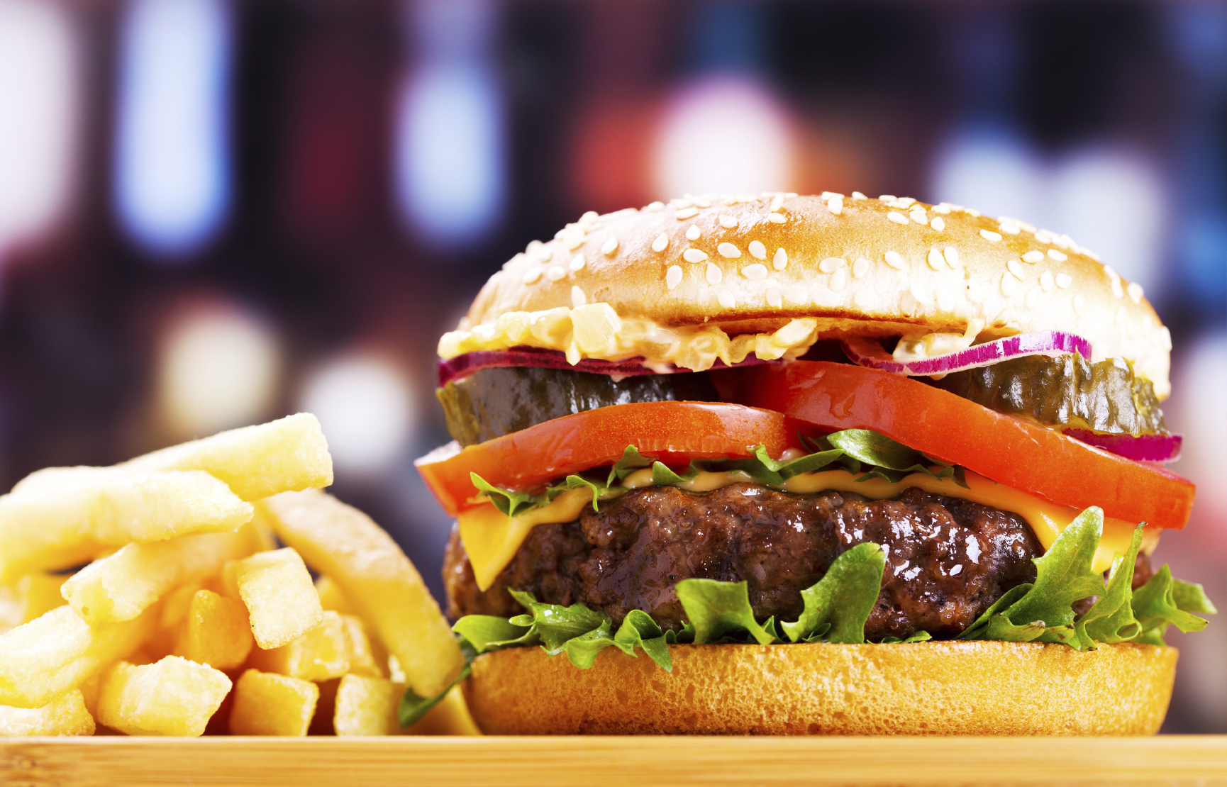 hamburger with fries