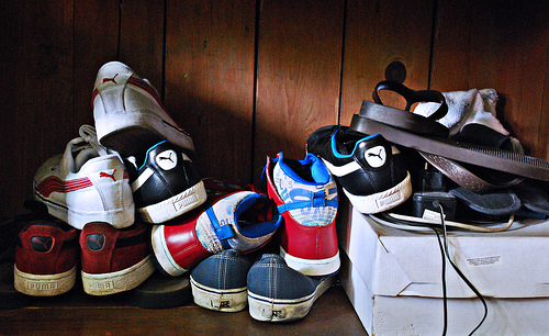 shoes shoes in a closet