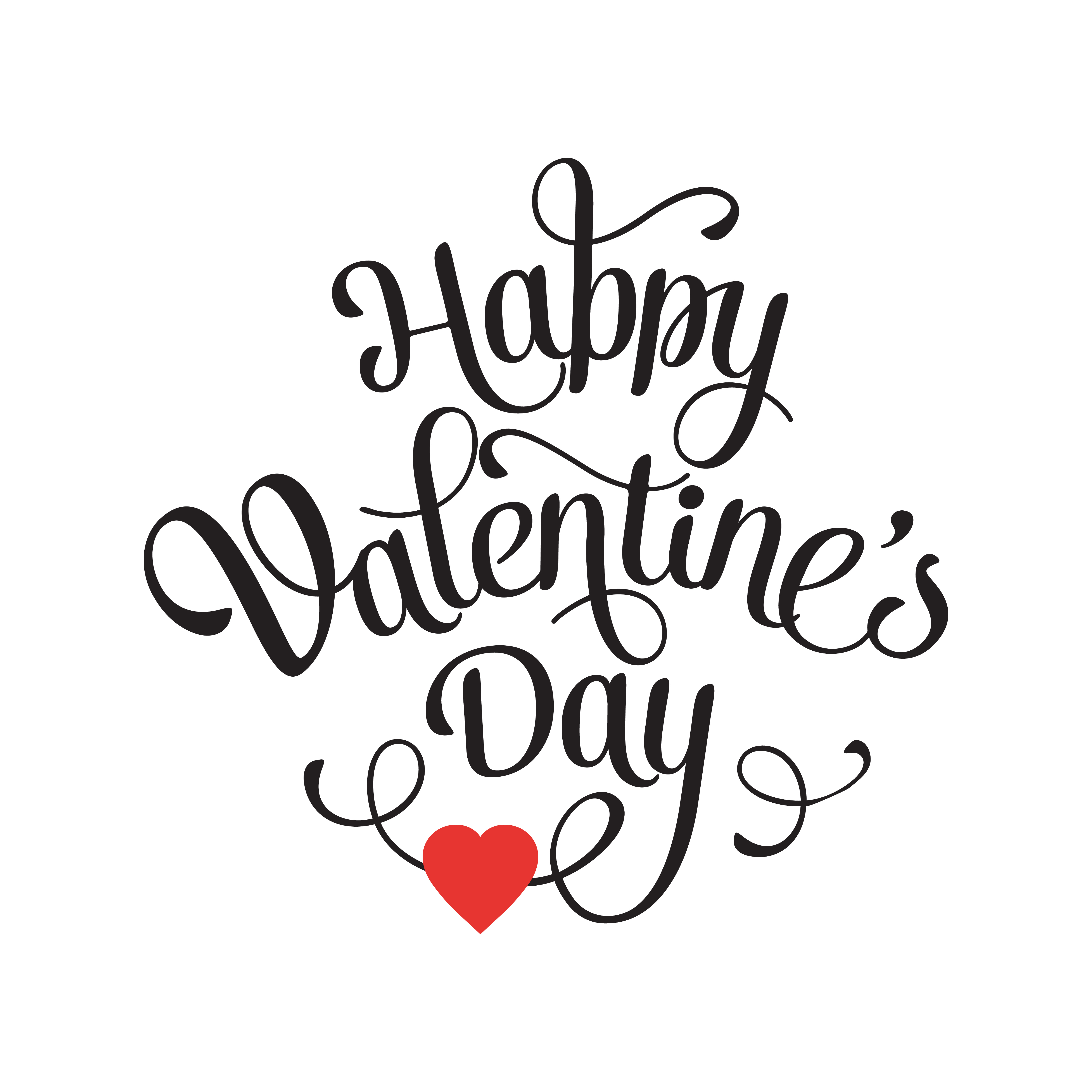 Vector Happy Valentine's Day Vintage Card With Lettering