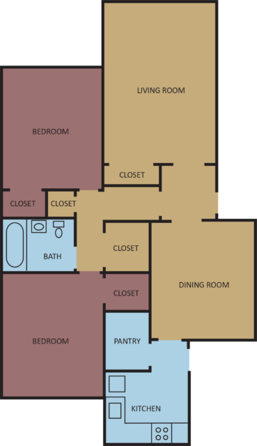 St. Regis - Two Bedroom | 929 SF Floorplan