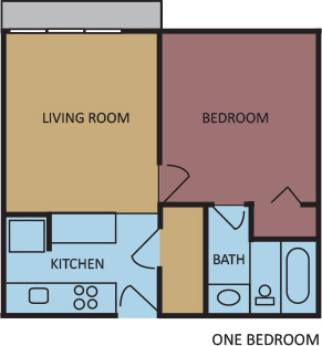 One bedroom highrise Floorplan